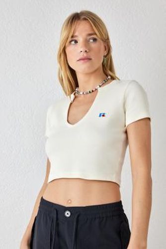T-shirt court à encolure plongeante écru - Russell Athletic - Modalova
