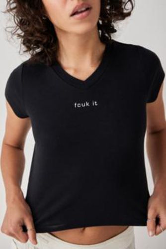 T-shirt col en V motif It en Noir taille: XS - FCUK - Modalova