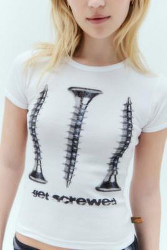T-shirt effet rétréci Get Screwed écru en taille: XS - Basic Pleasure Mode - Modalova