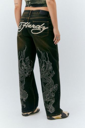 Jeans brodés de dragon UO Exclusif en taille: XS - Ed Hardy - Modalova
