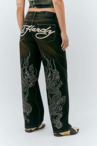 Jeans brodés de dragon UO Exclusif en taille: 2XS - Ed Hardy - Modalova