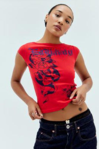 T-shirt court à motif serpent et roses en Rouge taille: XS - Ed Hardy - Modalova