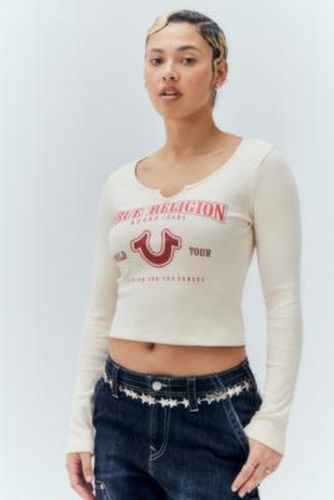 T-shirt à manches longues avec col en V cranté couleur écru en taille: XS - True Religion - Modalova