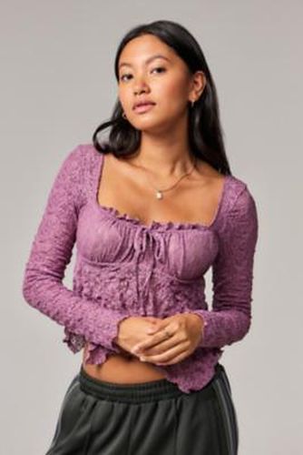 Haut à manches longues en dentelle UO Piper par en taille: XS - Urban Outfitters - Modalova