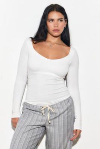 UO Roux Scoop Long Sleeve Seamless Top par en White taille: Medium/Large - Urban Outfitters - Modalova