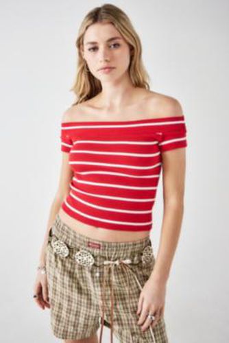 Haut rayé à épaules dénudées en Rouge colore taille: XS - Urban Outfitters - Modalova
