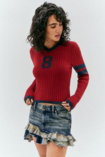 UO - T-shirt manches longues style foot en maille côtelée par en Rouge taille: Small - Urban Outfitters - Modalova