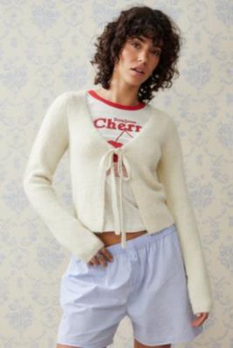 Cardigan en maille à nouer UO par en Cream taille: XS - Urban Outfitters - Modalova