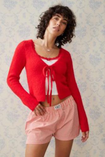 Cardigan en maille à nouer UO par en Red taille: XS - Urban Outfitters - Modalova