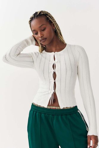 Peyton Pointelle Knit Bow Cardigan en taille: XL - Kimchi Blue - Modalova