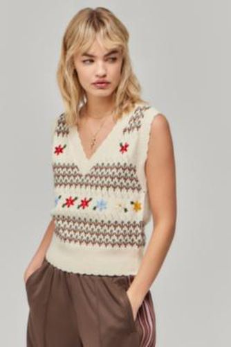 Débardeur en maille à motifs et col en V UO par en taille: XS - Urban Outfitters - Modalova