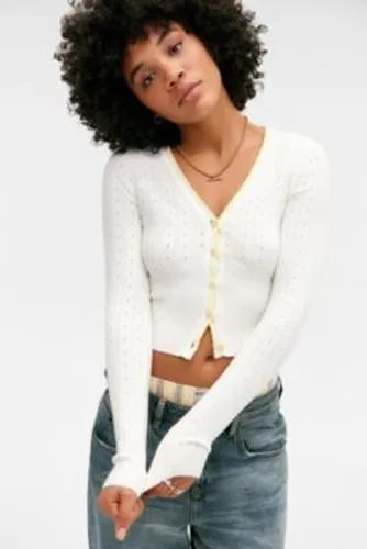 Cardigan pointelle à col en V UO par en taille: XS - Urban Outfitters - Modalova