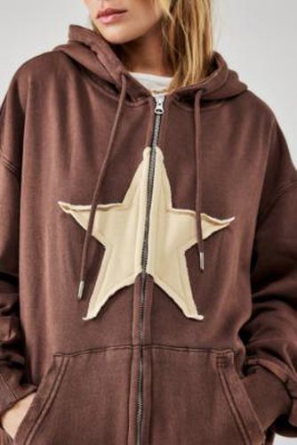 UO - Sweat à capuche à effet poudré avec motif étoile couleur chocolat par taille: XS - Urban Outfitters - Modalova