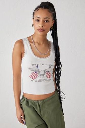 UO - Débardeur en dentelle imprimé aigle blanc à garnitures - Urban Outfitters - Modalova