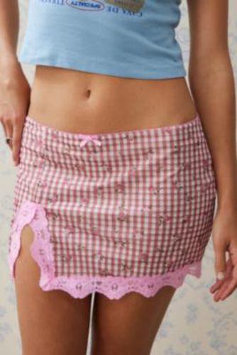 UO - Mini slip skirt à imprimé vichy par en taille: 2XS - Urban Outfitters - Modalova