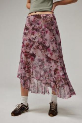 UO Asymmetric Mesh Midi Skirt par en taille: 2XS - Urban Outfitters - Modalova