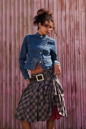 Jupe midi à carreaux Olga UO avec découpe par en taille: Medium - Urban Outfitters - Modalova