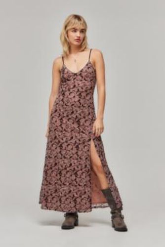 Robe longue en maille rose floquée UO par en taille: TTP - Urban Outfitters - Modalova