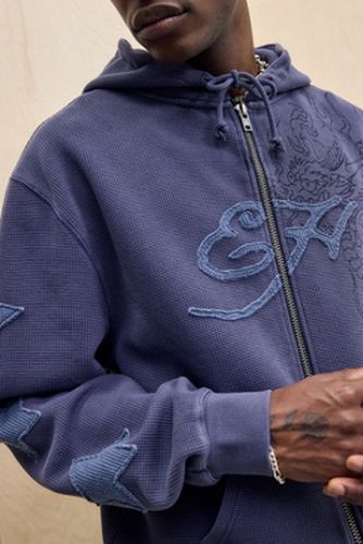 UO Exclusive Navy Waffle Zip-Through Hoodie en taille: XS - Ed Hardy - Modalova