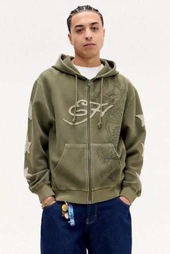 UO Exclusive Khaki Waffle Zip-Through Hoodie en taille: XS - Ed Hardy - Modalova