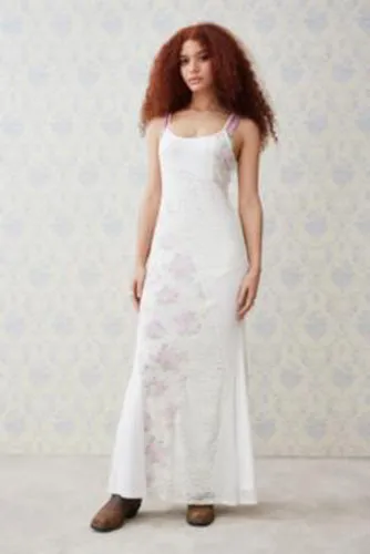 UO - Robe longue épissée à motif floral par en Blanc taille: Small - Urban Outfitters - Modalova