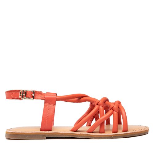 Sandales Tommy Hilfiger Flat Strappy Sandal FW0FW06668 Rouge - Chaussures.fr - Modalova