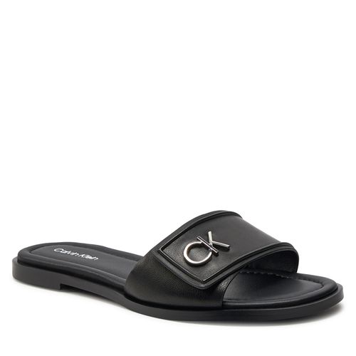 Mules / sandales de bain Calvin Klein Flat Slide Relock Lth HW0HW01939 Black BEH - Chaussures.fr - Modalova