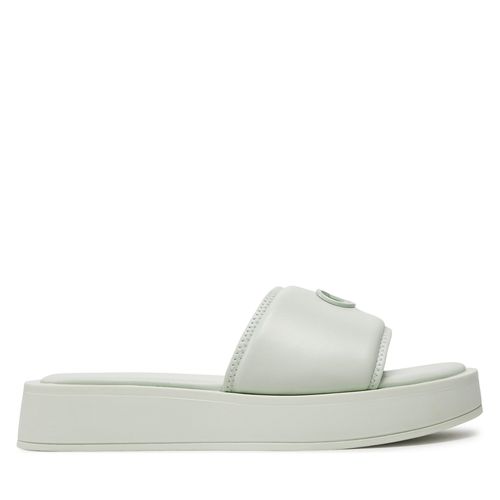Mules / sandales de bain Calvin Klein Flatform Slide Relock Lth HW0HW02049 Milky Green LIA - Chaussures.fr - Modalova