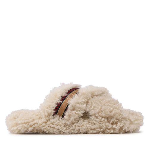 Chaussons Tommy Hilfiger Sherpa Fur Home Slippers Strap FW0FW06576 Beige - Chaussures.fr - Modalova