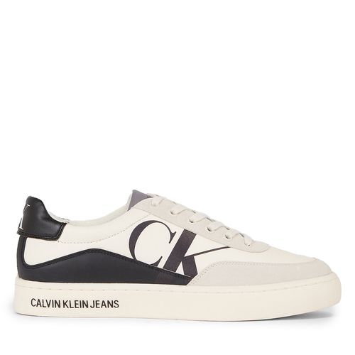Sneakers Calvin Klein Jeans Classic Cupsole Laceup Mix Lth YM0YM00713 Creamy White/Black 0LA - Chaussures.fr - Modalova