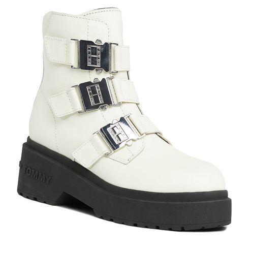 Bottines Tommy Jeans Tjw Chunky Boot Hardware EN0EN02443 Rich Cream YA6 - Chaussures.fr - Modalova