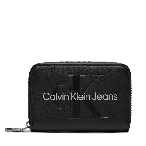 Portefeuille grand format Calvin Klein Jeans Sculpted Med Zip Around Mono K60K607229 Black/Metallic Logo 0GL - Chaussures.fr - Modalova