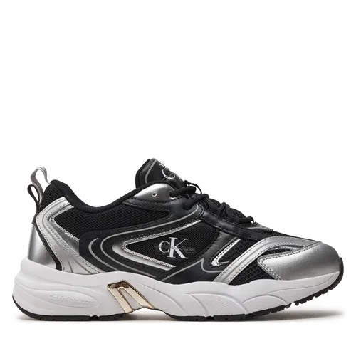 Sneakers Calvin Klein Jeans Retro Tennis Low Lace Mh Ml Mr YW0YW01381 Black/Silver 0GN - Chaussures.fr - Modalova