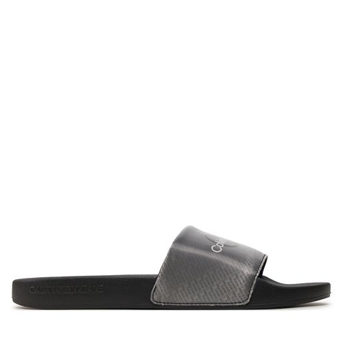 Mules / sandales de bain Calvin Klein Jeans Slide Lenticular YM0YM00953 Black/Silver 0GN - Chaussures.fr - Modalova