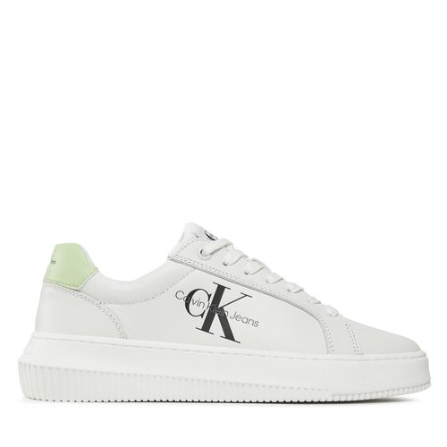Sneakers Calvin Klein Jeans Chunky Cupsole Laceup Mon Lth Wn YW0YW00823 Bright White/Exotic Mint 02U - Chaussures.fr - Modalova