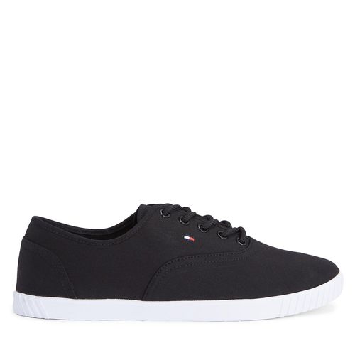 Tennis Tommy Hilfiger Canvas Lace Up Sneaker FW0FW07805 Black BDS - Chaussures.fr - Modalova