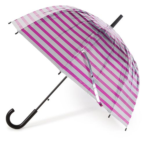 Parapluie Happy Rain Long Ac Domeshape 40992 Metallic Stripes Silver/Berry - Chaussures.fr - Modalova