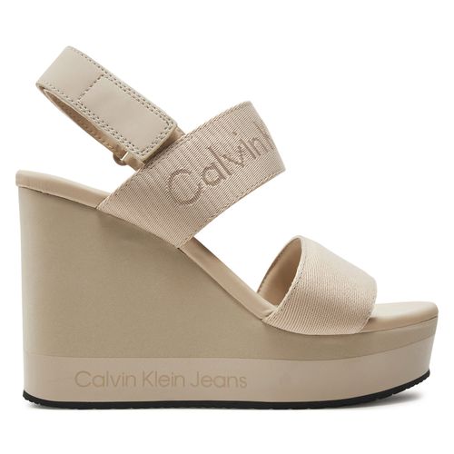 Sandales Calvin Klein Jeans Wedge Sandal Webbing In Mr YW0YW01360 Beige - Chaussures.fr - Modalova