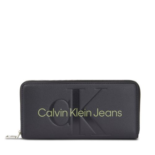 Portefeuille grand format Calvin Klein Jeans Sculpted Mono Zip Around Mono K60K607634 Noir - Chaussures.fr - Modalova