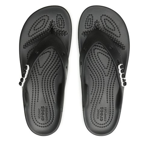 Tongs Crocs Classic Platform Flip W 207714 Noir - Chaussures.fr - Modalova