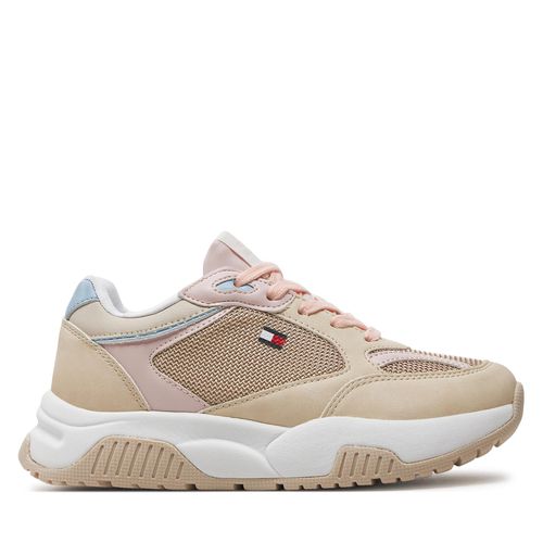 Sneakers Tommy Hilfiger Low Cut Lace-Up Sneaker T3A9-33218-1696 Beige/Pink A575 - Chaussures.fr - Modalova