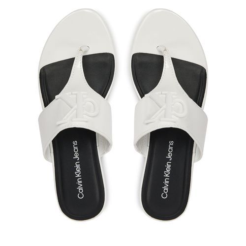 Tongs Calvin Klein Jeans Flat Sandal Slide Toepost Mg Met YW0YW01342 Blanc - Chaussures.fr - Modalova
