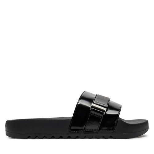 Mules / sandales de bain Calvin Klein Pool Slide Iconic Plaque HM0HM01444 Noir - Chaussures.fr - Modalova