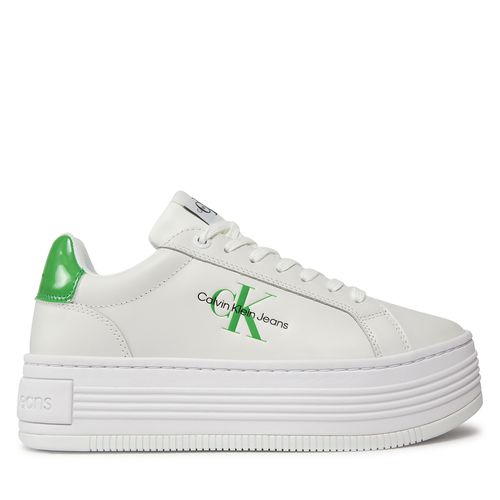 Sneakers Calvin Klein Jeans Bold Platf Low Lace Lth Ml Met YW0YW01431 Bright White/Classic Green 0K7 - Chaussures.fr - Modalova