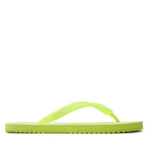 Tongs Calvin Klein Jeans Beach Sandal Monologo Tpu YW0YW01246 Lime Sorbet/Bright White 0IK - Chaussures.fr - Modalova