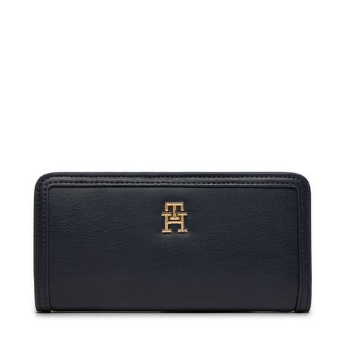 Portefeuille grand format Tommy Hilfiger Th Monotype Large Slim Wallet AW0AW16210 Bleu marine - Chaussures.fr - Modalova
