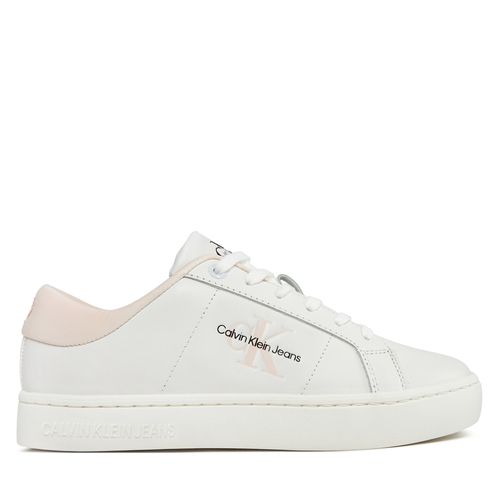 Sneakers Calvin Klein Jeans Classic Cupsole Lowlaceup Lth Wn YW0YW01444 Bright White/Peach Blush 01U - Chaussures.fr - Modalova