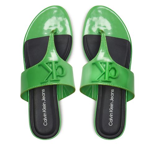 Tongs Calvin Klein Jeans Flat Sandal Slide Toepost Mg Met YW0YW01342 Vert - Chaussures.fr - Modalova