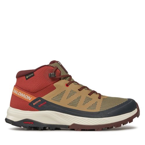 Chaussures de trekking Salomon Outrise Mid Gtx L47143700 Safari/Burnt Henna/Fiery Red - Chaussures.fr - Modalova