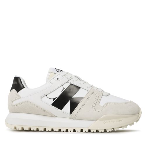 Sneakers Calvin Klein Jeans Toothy Run Laceup Low Lth Mix YM0YM00744 Bright White/Creamy White/Black YBR - Chaussures.fr - Modalova